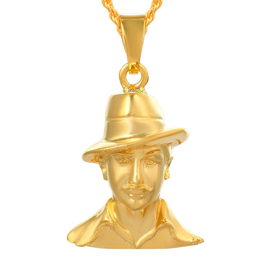 Brass Gold Shaheed Bhagat Singh 3D Chain pendant (PCOM4477)