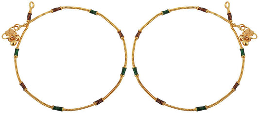 Gold Plated Single liner Meena Anklet for Girls and Women