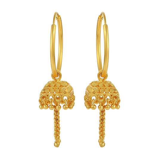 Brass Gold Plated Ethnic Hoop Jhumki earrings for Women