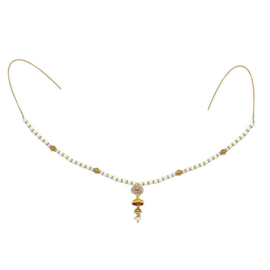 Gold Plated Pearl and White Crystal Beads Waistbelt Kamar bandh Women