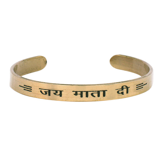 Pure Brass Jai Mata Di Free size Kada (KDMI5528)