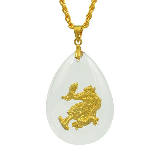 Crystal Aquarium Gold plated Dragon encased Pendant