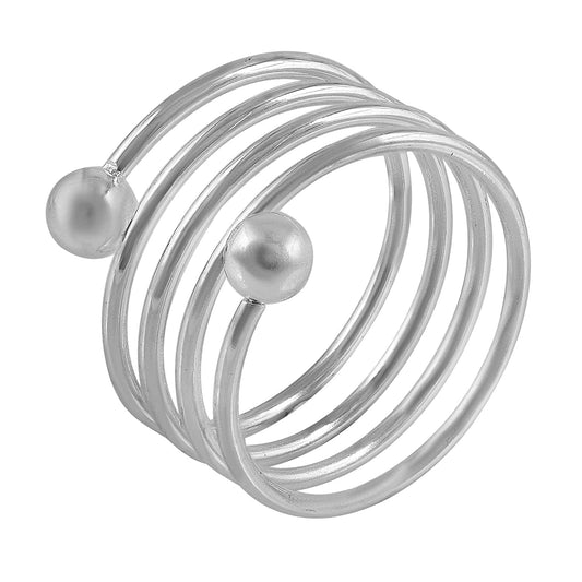 Silver plated Spiral band free size Fashion finger ring