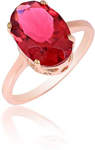 RoseGoldplated Brass Faux Ruby Fingerring
