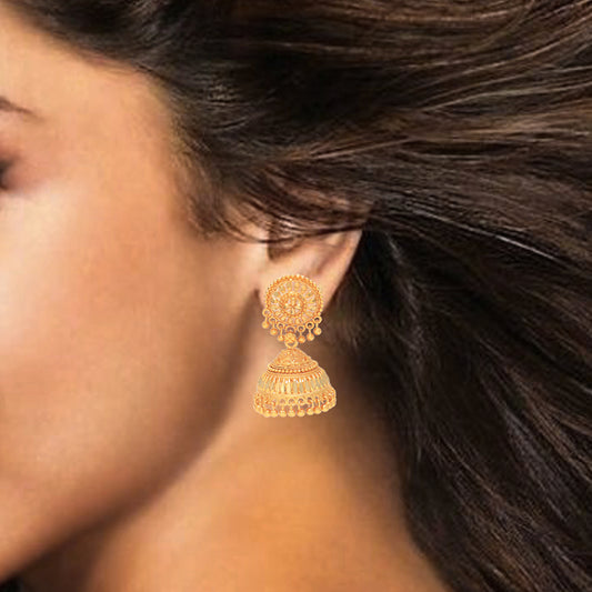 Micron Brass 24 KT 1 Gram Gold Jewellery Traditional Jhumka Women (JHAT2650)