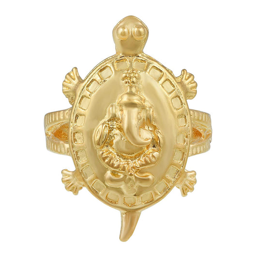 24KT Micron Gold, Ganesh on Kachua Finger for good luck (ORRM6376)