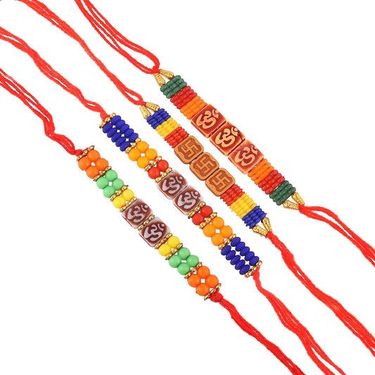 Fabric Beaded 12 Different Style Family Combo Rakhi Rakshabandhann (RKSC5230)