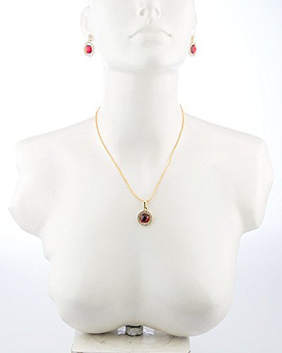 Gold plated, Ultra high Fashion, Red CZ studded Fashion pendant set