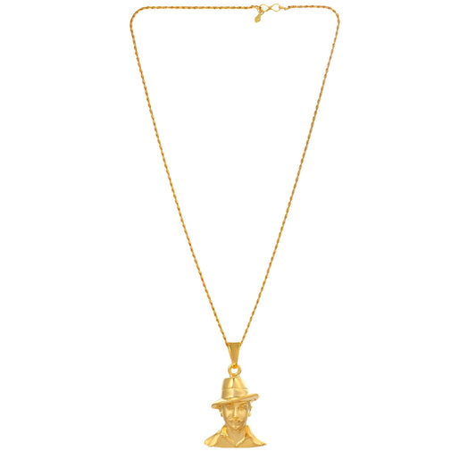 Brass Gold Shaheed Bhagat Singh 3D Chain pendant (PCOM4477)