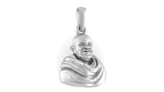 Pure Brass 0.999 Silver plated Baba Neem Karoli pendant (PCUP4544)