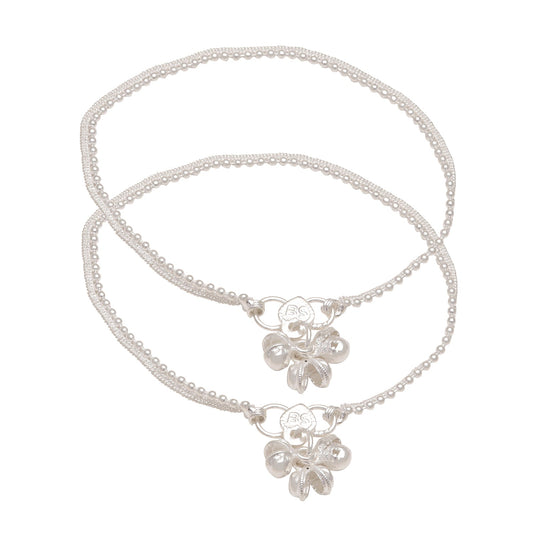 Silver plated Stylish Elegant Ethnic traditional Rasrawa simple plain Bridal Wedding payal pajeb Anklet