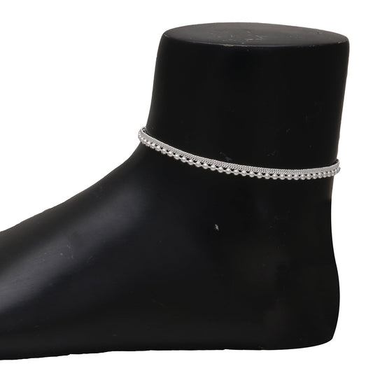 Silver plated Stylish Elegant Ethnic traditional Rasrawa simple plain Bridal Wedding payal pajeb Anklet