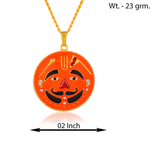 Brass Gold plated Enamel work Salasar Balaji and Khatu Shyam ji pendant Hindu spiritual (CMSC5258)