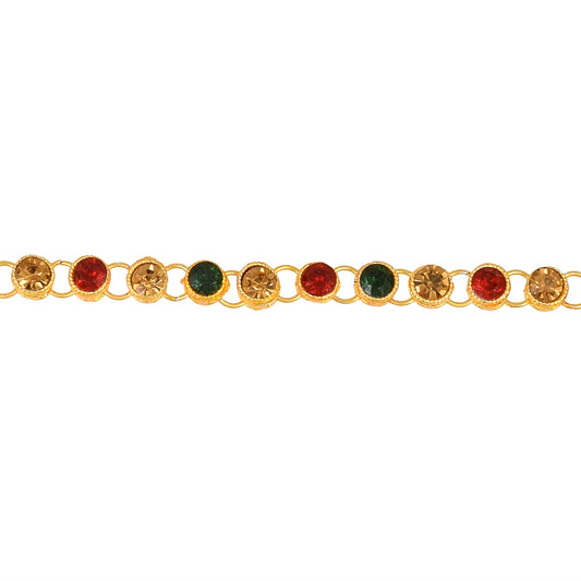 Brass Goldplated Faux Emerald Ruby & Imitation Diamonds Traditional Kamarbandh