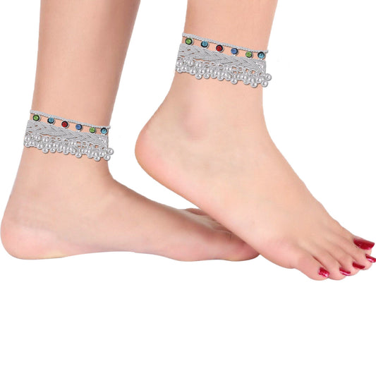 Silver plated interwined Ethnic Traditional Payal Pajeb Anklet