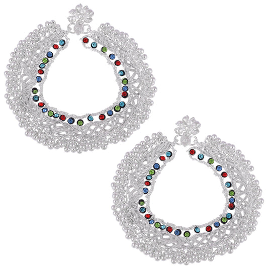 Silver plated interwined Ethnic Traditional Payal Pajeb Anklet