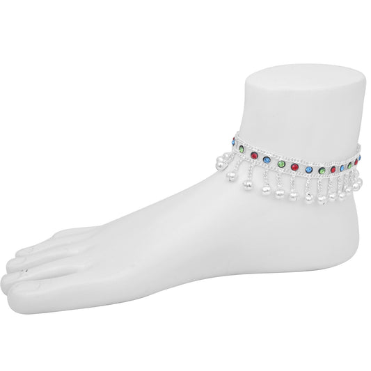 Silver plated German Silver Colourful Parda payal Pajeb Anklet Women