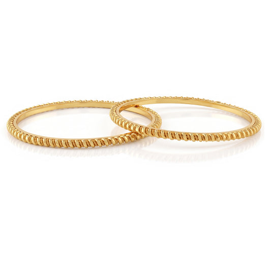 Premium Brass Handmade Rawa Chilai Work Gold Plated Bangles for Women (BGSV1356)