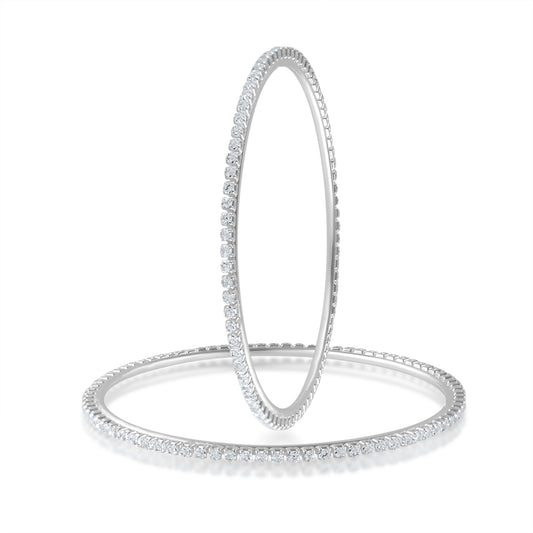 Silver-Plated Brass Bangle Set with Imitation Diamonds (BGVK2311)