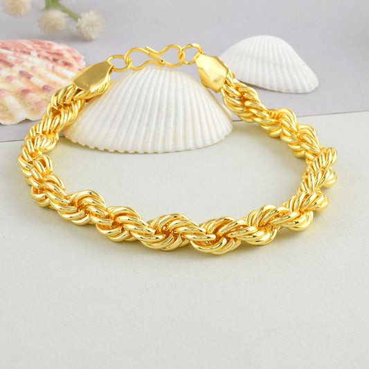 Brass 24KT Micron Gold forming Rope Chain Bracelet for Men Women (BLDM3794)