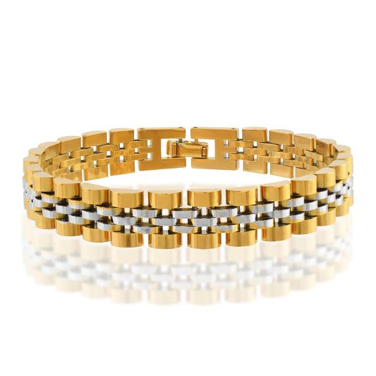 Premium Stainless Steel Two-Tone double colour Bracelet for Men (BLDM3798)