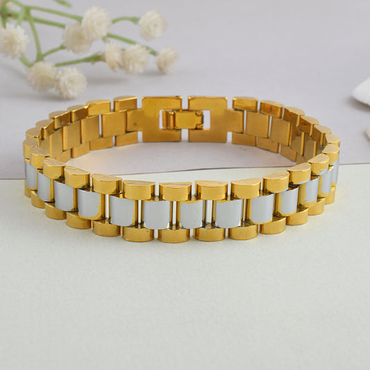 Premium Stainless Steel Two-Tone double colour Bracelet for Men (BLDM3799)