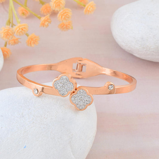 Rose Gold CZ studded Bangle kada Bracelet for Women (BLDM3802)
