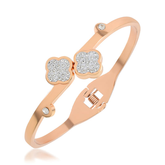 Rose Gold CZ studded Bangle kada Bracelet for Women (BLDM3802)