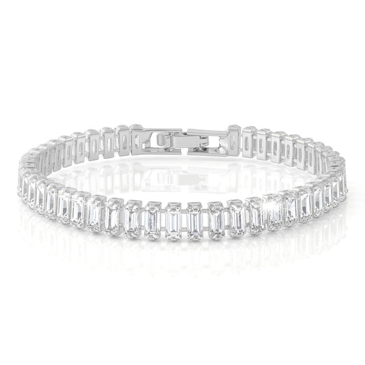 Brass Silver plated Moissanite Diamond Bracelet (BLDM3897)