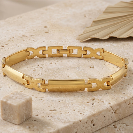 Premium Brass Gold Plated sleek simple sober Designer Fashion Jewellery Bracelet for women and girls (BLDM3906)