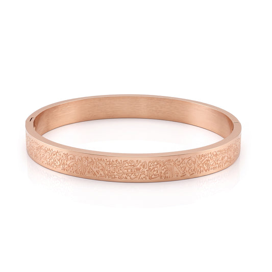 Stainless Steel Muslim Ayat Ul Kursi verses engraved cuff bracelet Islamic jewellery (BLDM3911)