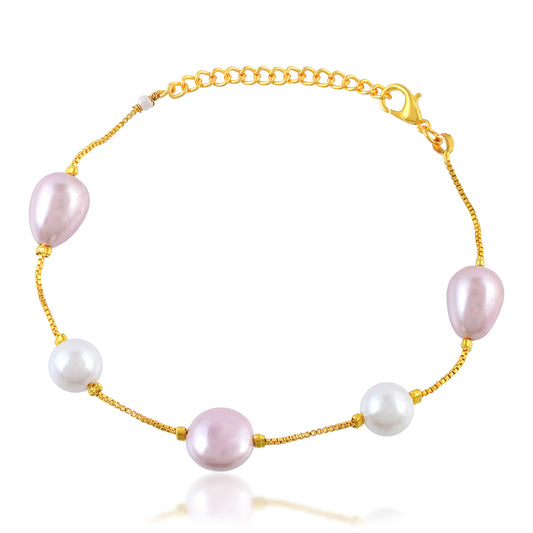 Japanese Freshwater Pink Pearl Bracelet for Women (BLHR7842)