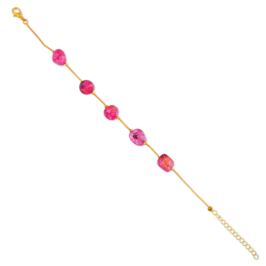 Natural Pink Tourmaline Bracelet for Women Girls (BLHR7843)