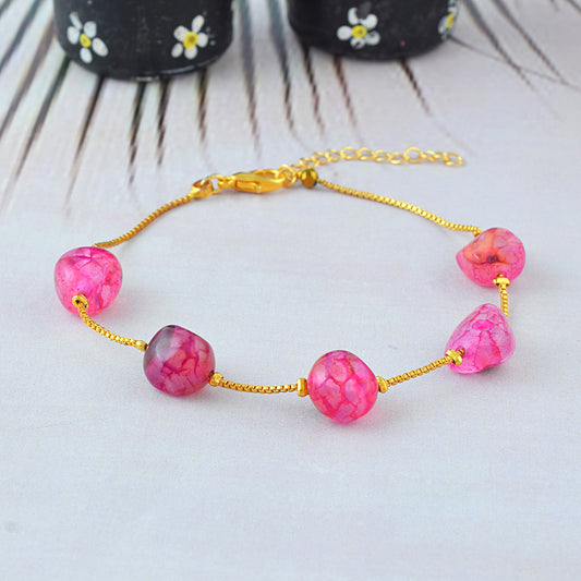 Natural Pink Tourmaline Bracelet for Women Girls (BLHR7843)