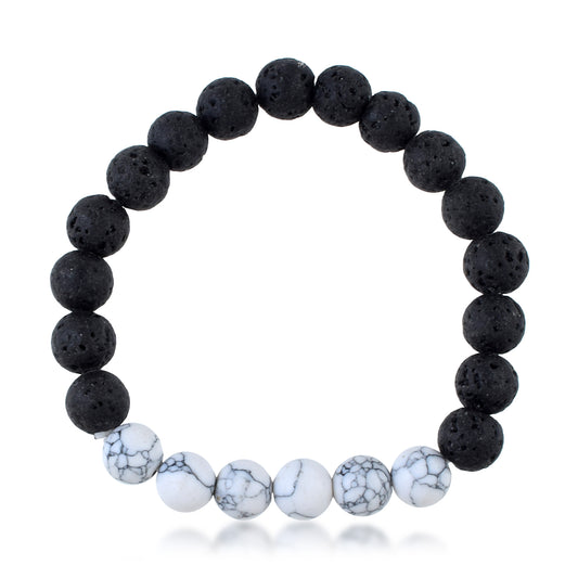 Black Lava stone & Howlite beads Bracelet (BLRM6717)