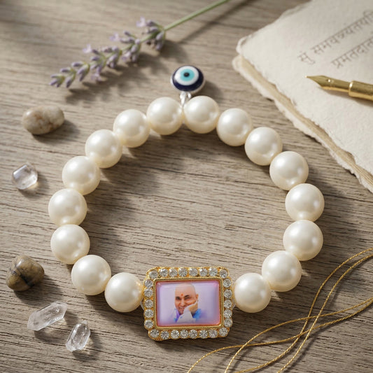 Cultured Pearls Stretch Guruji Bracelet for Men women (BLRM6722)