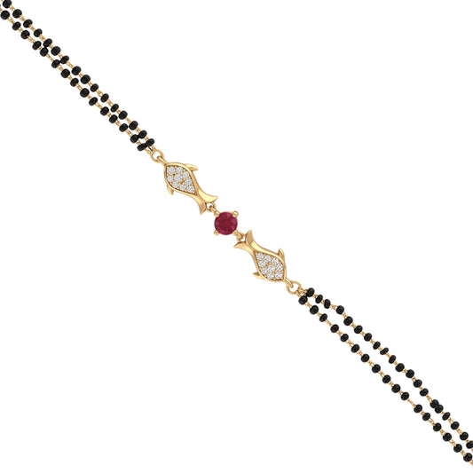 Premium Brass Micron 1 Gram gold Imitation Diamond and Natural Ruby Mangalsutra Bracelet for Women (BLSV1757)