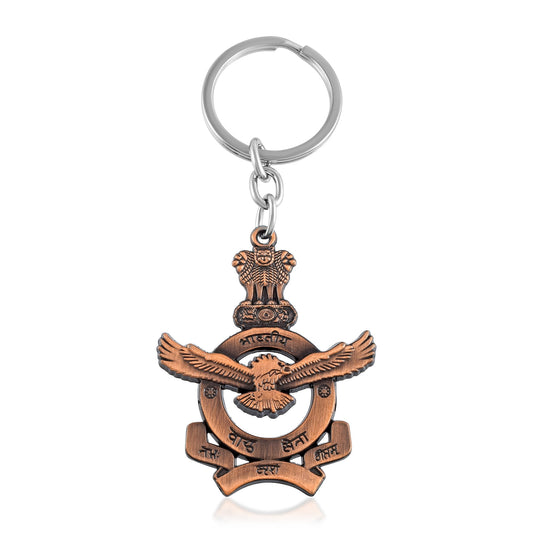 Pure Copper Indian Airforce Logo Patriotic Keychain Indian Military Keyring