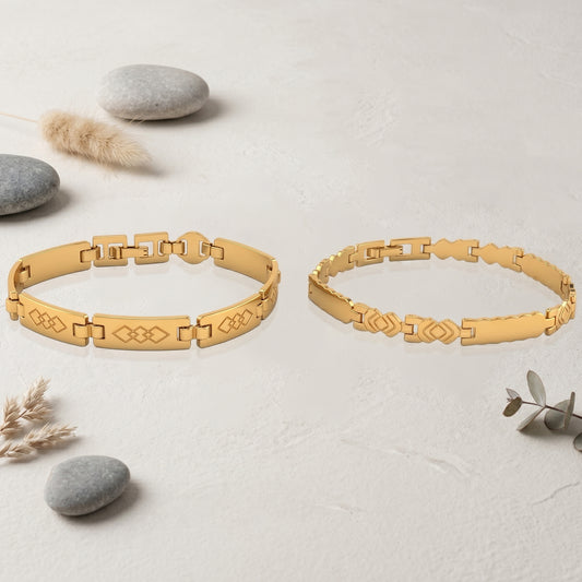 Brass Micron Gold plated hand crafted Set of 2 Bracelets for men women (CMDM3908)