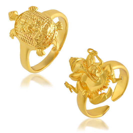 Premium Brass 1 Gram Gold couple Engagement Wedding Ceremonial finger ring set (CMGS5953)
