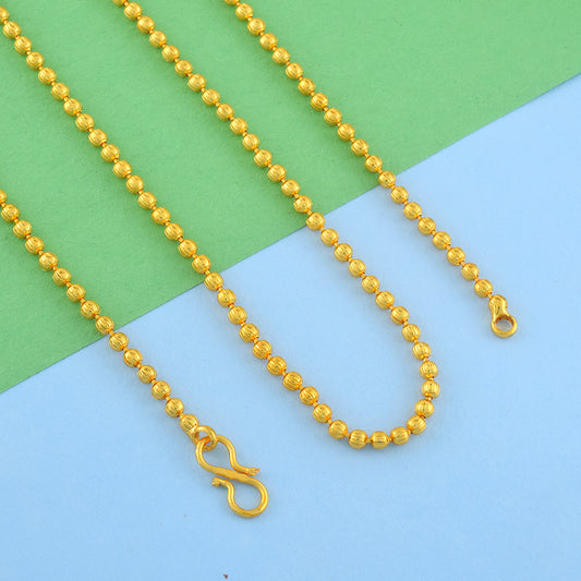 Micron 1 Gram Gold Ball chain necklace (CNAJ3094)
