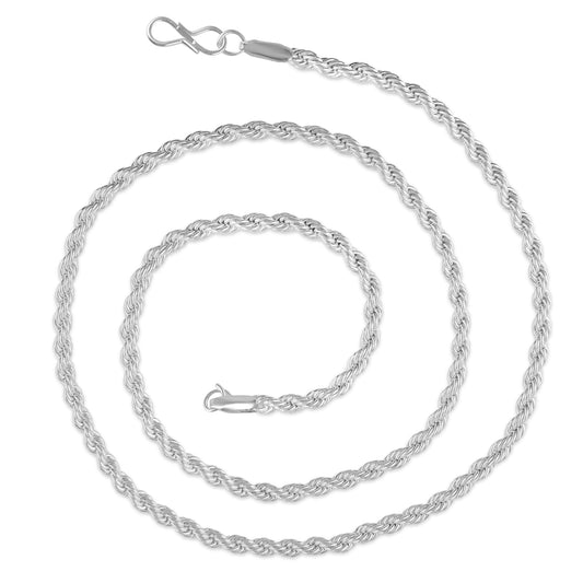 Brass Fade resistant Rope design Silver chain necklace (CNNI8306)