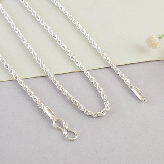 Brass Fade resistant Rope design Silver chain necklace (CNNI8306)