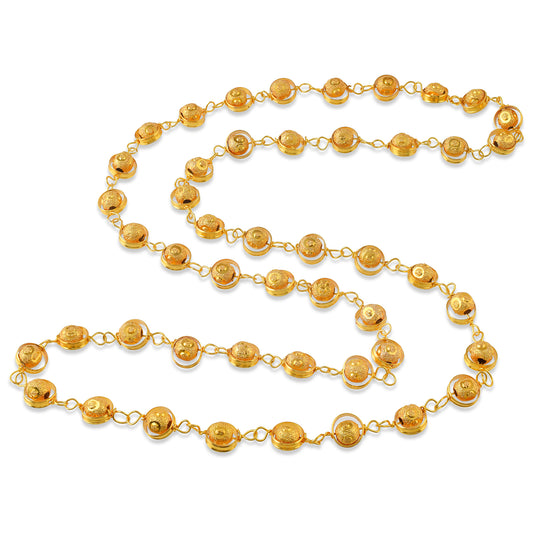 Brass 24K Gold Plated Hand Carving ball-Beaded Necklace for Women (CNTJ4688)