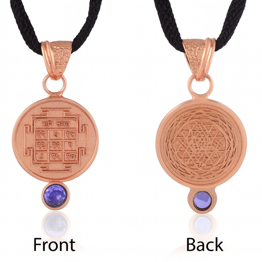 Pure Copper Shani dasha Suraksha Kawach Pendant with Neelam (PCDM3823)
