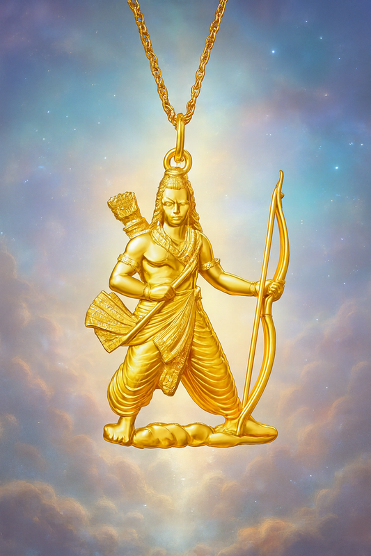 Brass Gold Reversible Shri Ram pendant (PCDM3738)