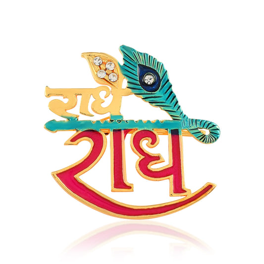 Goldplated Meenakari RADHEY RADHEY Radha Krishna Sareepin Brooch Men