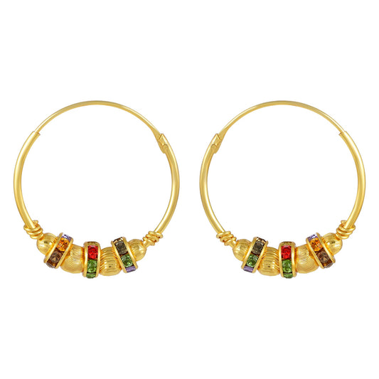 Micron Goldplated Crystal studded Fashion Hoop Bali earring Women