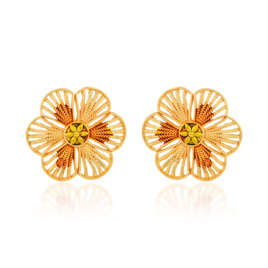 Brass Micron Goldplated Bikaneri Handmade Fashion Women Stud Earrings