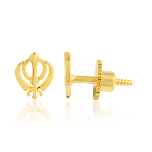 Brass 24KT Micron Gold Sikh Khanda single earring (ERDM3713)